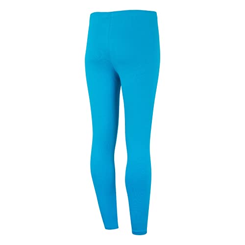 Kids Children Full Length Plain Cotton Leggings Cycling Casual Wear Trouser Legging Solid Tights Pants for Kids Ages (9-10 Years, Turquoise)