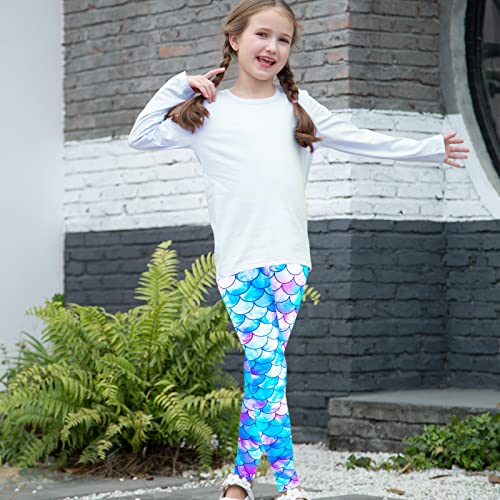 Nidoul Kid Girls Unicorn Rainbow Mermaid Leggings Soft Stretchy Pants High Waist Slim Tights