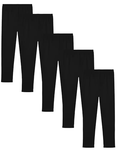 Witwot 5 Pack Girls Leggings Kids Toddler Leggings Pants Girls School Trouser 9-10 Years Black