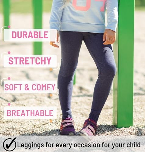 SOFTSAIL Girls Full Lenght Cotton Leggings for Kids I Children Plain Cotton Leggings for School Dance Play Casual Wear I Stretchy Elastic Solid Soft Pants for Kids, 2-13 Years Brown