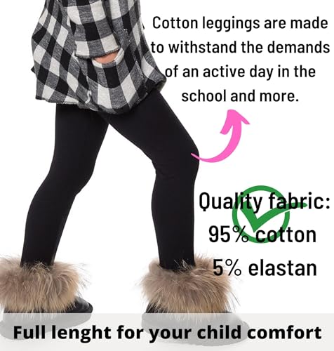 SOFTSAIL Girls Full Lenght Cotton Leggings for Kids I Children Plain Cotton Leggings for School Dance Play Casual Wear I Stretchy Elastic Solid Soft Pants for Kids, 2-13 Years Brown