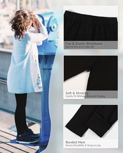Witwot 5 Pack Girls Leggings Kids Toddler Leggings Pants Girls School Trouser 9-10 Years Black