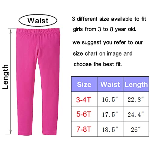 Little Girls Leggings 4-Pack Basic Cotton Leggings for Kids Baby Girls' Leggings Trousers (3-4 Years)