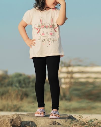 Witwot 5 Pack Girls Leggings Kids Toddler Leggings Pants Girls School Trouser 9-10 Years Black