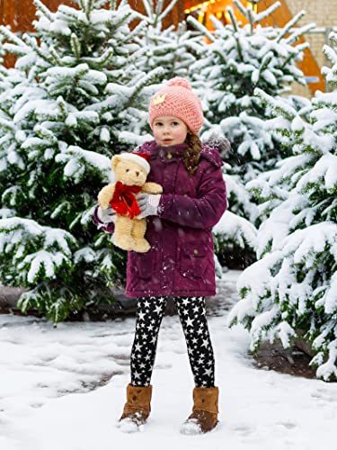 TODDOR 3 Pack Girls' Fleece Lined Leggings Winter Warm Thick Printed Trousers Toddler Ankle Length Pants