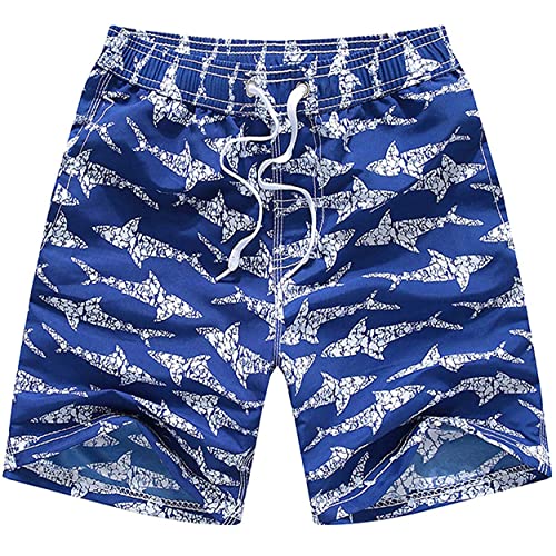Coralup Boys Swimming Shorts Trunkd 3D Printed Funny Quick Dry Beachwear Kids Board Blue 13-14Y