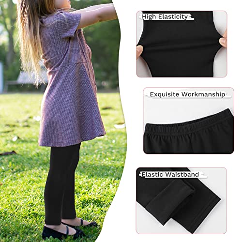 JOCMIC 3 Pack Girls Leggings Full Length Toddler Leggings Stretchy Tights Pants 5-14 Years Black