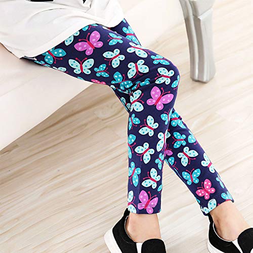 Auranso Girls Leggings 3 Pack Toddler Girl Floral Pattern Stretchy Leggings Kids Full Length Tights Pants 6-7 Years