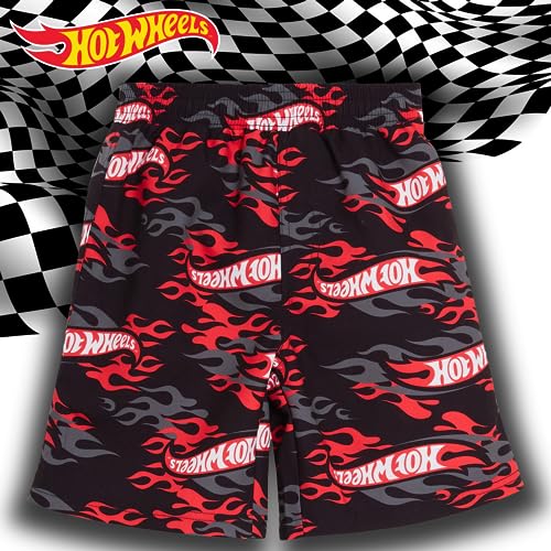 Hot Wheels Boys Swim Shorts + Rash Vest Set Kids Racing Car Sunsafe Swimsuit Swimming Trunks Grey 5-6 Years