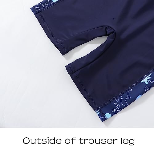 Xumplo Boys Swimming Costume Kids One Piece Swimsuit Short Sleeve Zipper Beach Swimwear Dinosaur Rash Guard Bathing Suit Dark Blue 9-10 Years