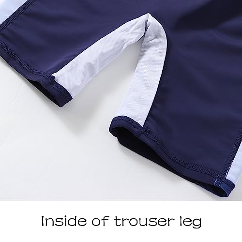 Xumplo Boys Swimming Costume Kids One Piece Swimsuit Short Sleeve Zipper Beach Swimwear Dinosaur Rash Guard Bathing Suit Dark Blue 9-10 Years