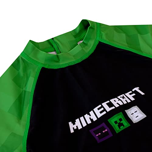 Minecraft Boys Creeper Swim Set Two Piece Swimwear for Kids 7-8 Years Green
