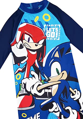 Sonic The Hedgehog Boys Swimsuit Swimming Suit All in One UPF40 Sun Safe (Sonic, 5-6 Years)