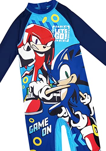 Sonic The Hedgehog Boys Swimsuit Swimming Suit All in One UPF40 Sun Safe (Sonic, 5-6 Years)