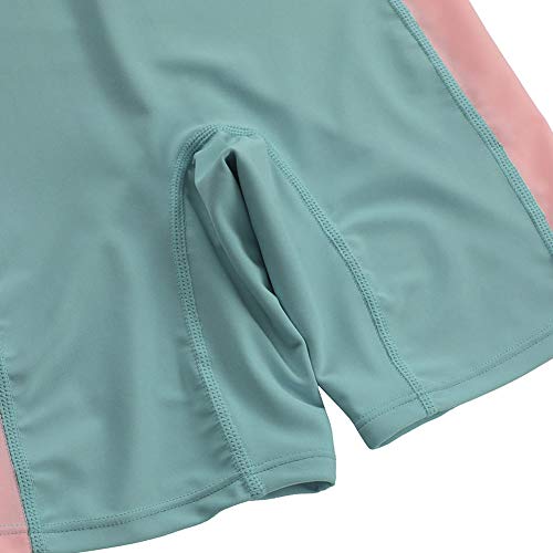DUSISHIDAN Swimsuit Kids Boys Girls One-Piece Swimming Costume Short Sleeves Rash Guard Surfing Swimsuits UPF>50 Age 5-14Y Pink Blue