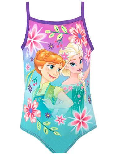 Disney Girls Frozen Swimming Costume Princess Anna and Elsa Swimsuit for Kids Purple 4-5 Years
