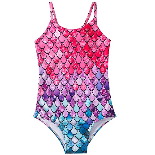 PythJooh Little Girls One-Piece Swimming Costumes Kids 3D Printed Beach Swimwear Bathing Suit for 4-12Years