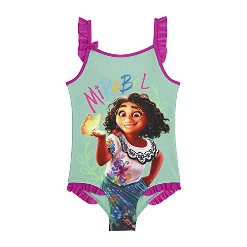 Disney Encanto Girls Swimsuit, One Piece Mirabel Swimming Costume, Ages 3 to 10 Years Old (as8, Age, 5_Years, 6_Years, Regular) Green