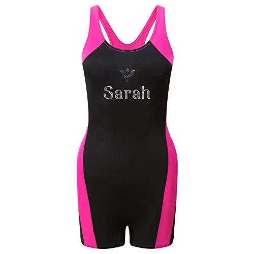 Varsany Personalised Girls Swimming Costume One Piece Kids Swimsuit - Bathing Suit Swimwear Childrens - Suitable for Kids Age 5-15 Years