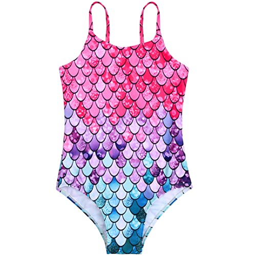 Hoxfly Girls Swimming Costume, Mermaid Swimwear 3-12 Years, One Piece Swimsuit for Girls Kids Toddler, Beach Bathing Suit for Kids, Girl One Piece Swimwear Off Shoulder Swimsuits (6-7 Years)