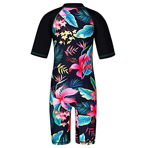 HUAANIUE Long Swimsuit Girls Swimming 1pcs Swimwear UPF 50+ UV Sunsuit with Zipper 4-12Y Summer Swimming Sportswear