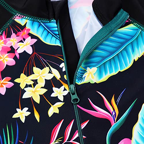 HUAANIUE Long Swimsuit Girls Swimming 1pcs Swimwear UPF 50+ UV Sunsuit with Zipper 4-12Y Summer Swimming Sportswear