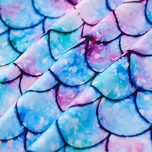 PythJooh Girls' One-Piece Long Sleeve Swimming Costumes 3D Printed Zipper Sun Protection Swimsuit Rash Guards for 4-12Years