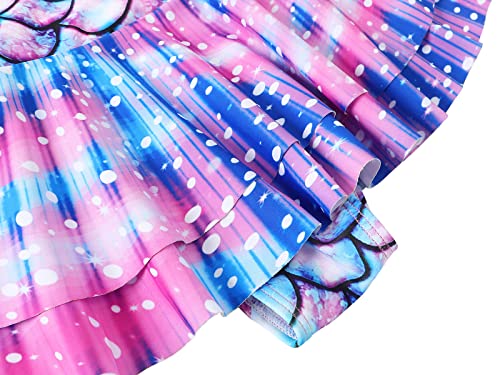 AmzBarley Mermaid Swimming Costume Girls One Piece Swimsuit Little Kids Fish Scale 3D Printed Swimwear Ruffle Skirt Leotard Children Swim Wear Bathing Suit Beachwear Age 5-6 Years Size 120