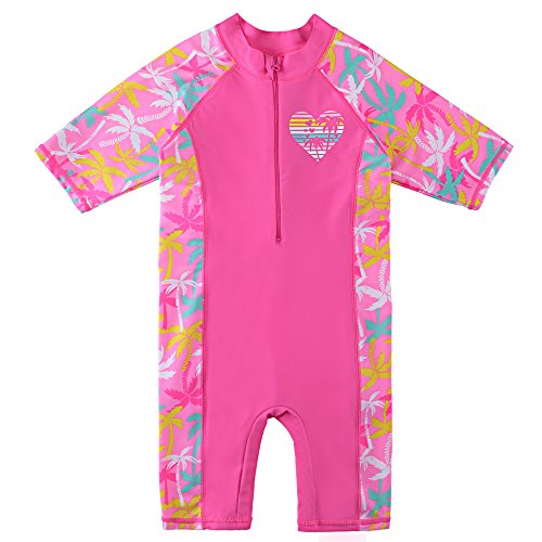 HUAANIUE Girls 2-12Y CocoTree with Heart Swimming Suit 50+UV Sun Protection Swimsuit Costume