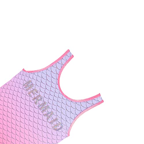 Girls Swimsuit One Piece Swimwear Mermaid Swimming Costume Junior Kids Bathing Suit Pink Fade UV Protection Summer 9 Years, Pink, 9T
