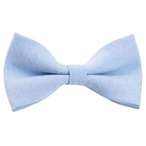 Children's Kids Boys Luxury Cotton Elasticated Bow Tie (Pale Blue)