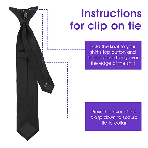 Yolev 14 Inch Boy's Clip-on Ties Solid Color Clip-on Ties Pre-tied Neckt Adjustable Neck Strap Tie for Wedding Graduation