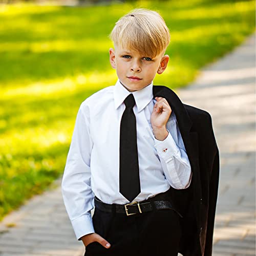Yolev 14 Inch Boy's Clip-on Ties Solid Color Clip-on Ties Pre-tied Neckt Adjustable Neck Strap Tie for Wedding Graduation