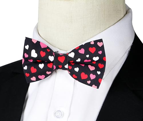 OCIA Cotton Cute Pattern Pre-tied Bow Tie Adjustable Bowties for Adult & Children (Hearts)