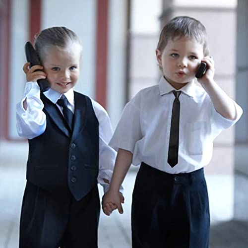Yolev 14 Inch Boy's Clip-on Ties Solid Color Clip-on Ties Pre-tied Neckt Adjustable Neck Strap Tie for Wedding Graduation