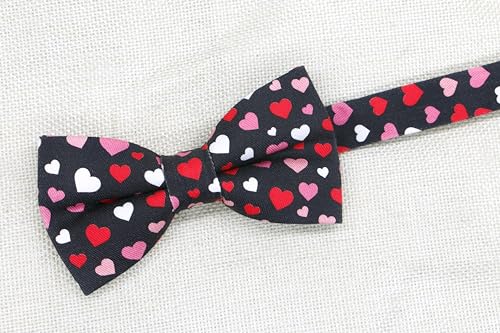 OCIA Cotton Cute Pattern Pre-tied Bow Tie Adjustable Bowties for Adult & Children (Hearts)