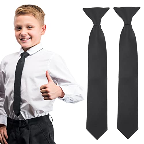 Yolev 14 Inch Boy's Clip-on Ties Solid Color Clip-on Ties Pre-tied Neckt Adjustable Neck Strap Tie for Wedding Graduation
