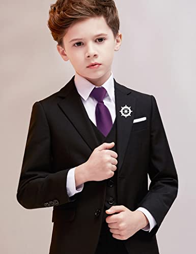 Alizeal Boys Solid Color Pre-tied 6cm Zipper Skinny Necktie, Dark Purple