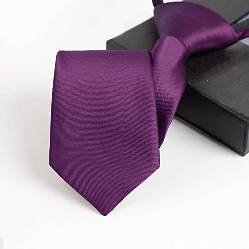 Alizeal Boys Solid Color Pre-tied 6cm Zipper Skinny Necktie, Dark Purple