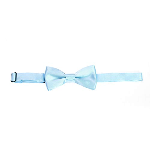 The Tie Co™ Children's Pre-tied & Adjustable Satin Solid Colour Classic Plain Bow Tie Kids (Baby Blue)
