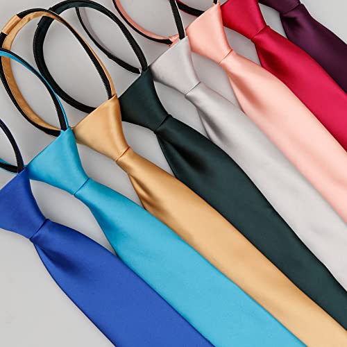 Alizeal Boys Solid Color Pre-tied 6cm Zipper Skinny Necktie, Dark Purple