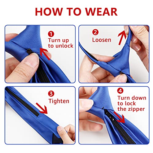 Alizeal Boys Solid Color Pre-tied 6cm Zipper Skinny Necktie, Dark Purple