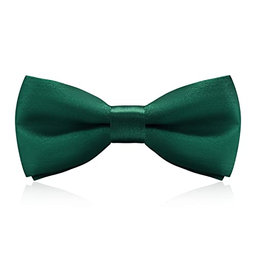 Dark Green Kids Bow Tie, Boy's Pre-Tied Bow Ties - Adjustable Neck Silk Bowties Classic Solid Colour Bow Tie for Baby Toddler Birthday Wedding Formal Party Banquet Prom Ball Fancy Dress