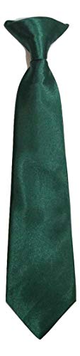 L&L® Satin Clip On Tie for Boys Children School Kids Wedding Prom Uniform (Dark green)