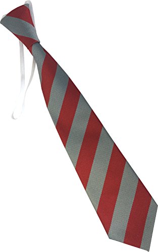 Great British Tie Club Child's Elastic Striped School Ties - Infant/Primary Size (Red & Grey)