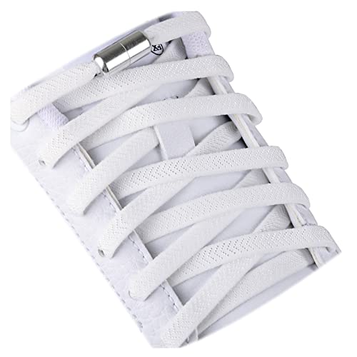 Olukssck 2 Pairs No Tie Shoe Laces for Kids and Adults, Tieless Elastic Shoelaces for Sneakers, 100cm, White