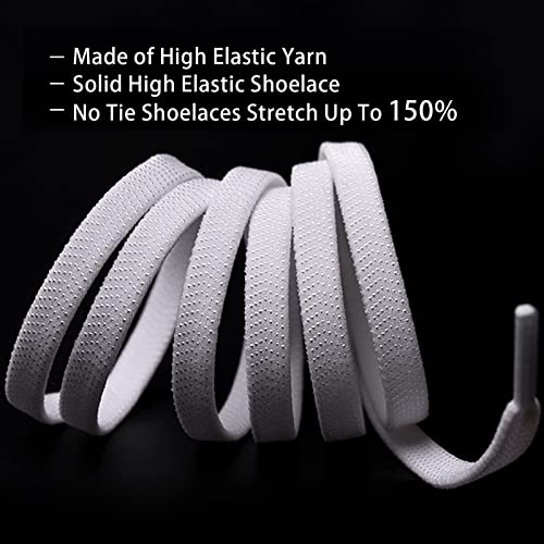 Olukssck 2 Pairs No Tie Shoe Laces for Kids and Adults, Tieless Elastic Shoelaces for Sneakers, 100cm, White