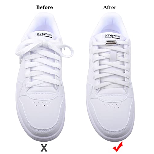 Olukssck 2 Pairs No Tie Shoe Laces for Kids and Adults, Tieless Elastic Shoelaces for Sneakers, 100cm, White