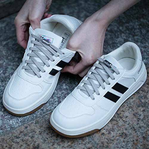 Olukssck 2 Pairs No Tie Shoe Laces for Kids and Adults, Tieless Elastic Shoelaces for Sneakers, 100cm, White