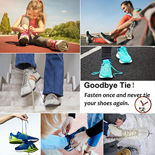 Olukssck 2 Pairs No Tie Shoe Laces for Kids and Adults, Tieless Elastic Shoelaces for Sneakers, 100cm, White